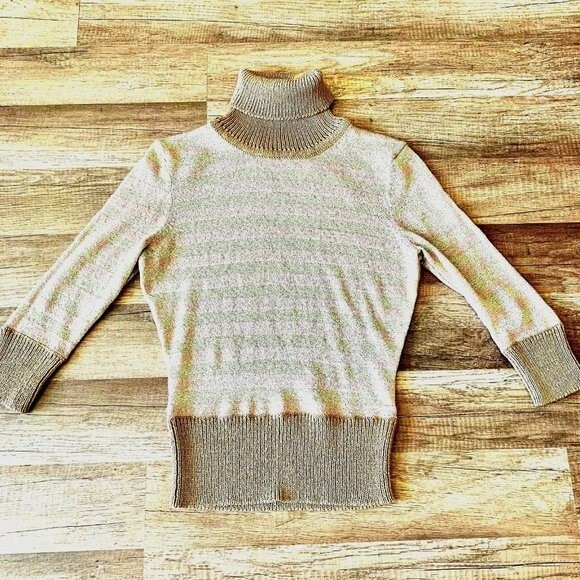 Jessica by Christopher L top women knit top glitter turtleneck sweater size S - Picture 8 of 8
